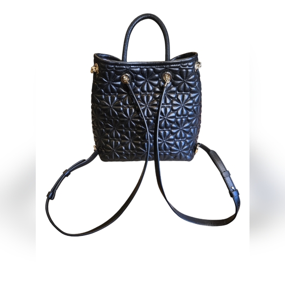 Kate Spade New York Quilted Leather Bloom Chain Strap Backpack Handbag in BLK - Picture 9 of 13